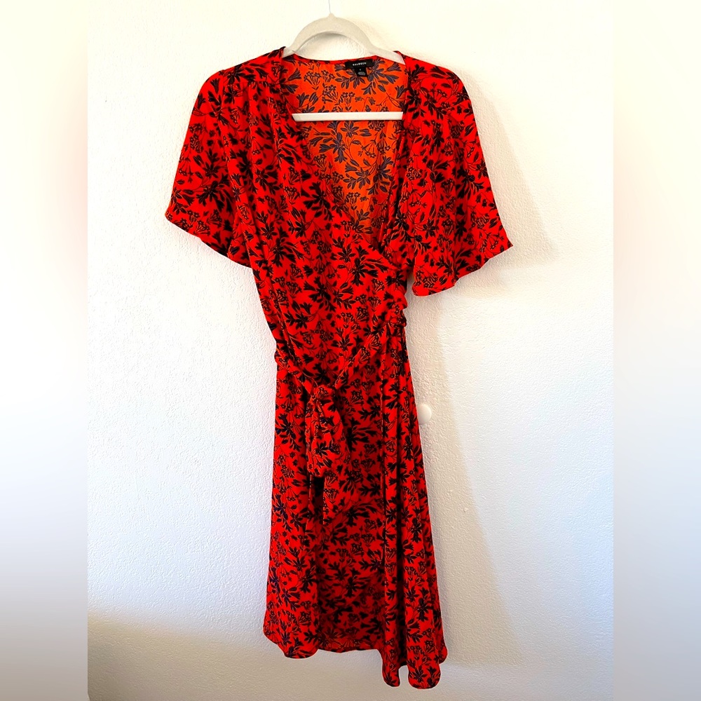 Floral pattern red dress